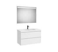 Linea pack (meuble+lavabo centré+miroir eidos) 2 tiroirs 1000 cm blanc mat - ROCA A852497509