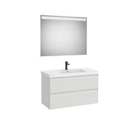 Linea pack (meuble+lavabo centré+miroir eidos) 2 tiroirs 1000 cm gris pierre mat - ROCA A852497514