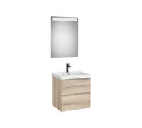 Linea pack (meuble+lavabo+miroir eidos) 2 tiroirs 60 cm bois naturel texturé - ROCA A852494524