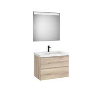 Linea pack (meuble+lavabo+miroir eidos) 2 tiroirs 80 cm bois naturel texturé - ROCA A852495524