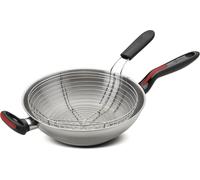 Linea Rossa Wok à induction avec panier à friture, RVS, rouge, noir, 28 cm