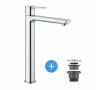 Lineare Set Mitigeur Monocommande Lavabo Taille XL + Bonde clic clac Grohe pour lavabo avec trop-plein (23405001-CLICCLAC)
