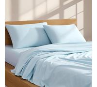 Linen Closet Parure de lit 100% Percale de Coton 160 g/m², Grand lit, Bleu Ciel