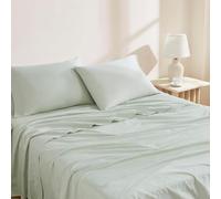 Linen Closet Parure de lit 3 pièces en Coton Bio Vert Clair pour lit Double