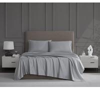 Linen Closet Parure de lit 4 pièces en Coton 1200 Fils au Pouce carré pour Grand lit, Gris Clair