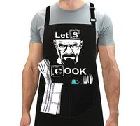 LINEN CLOSET® Tabliers de barbecue réglables pour homme - Tablier de chef amusant et grossier - Cadeau de Noël pour papa, fils, père, mari avec 2 poches - Tablier Lets Cook