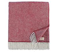 Linen & Cotton Chaude et Douce Grande Couverture en Laine Alaska Diamant Sergé - 100% Pure Laine de Nouvelle-Zélande, Bordeaux Rouge (140 x 220 cm) Plaid Dessus de Lit Couvre-Lit Jete de Canape