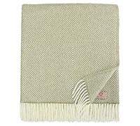Linen & Cotton Chaude et Douce Grande Couverture en Laine Alaska Diamant Sergé - 100% Pure Laine de Nouvelle-Zélande, Beige (140 x 220 cm) Plaid Dessus de Lit Couvre-Lit Jete de Canape ou Fauteuil