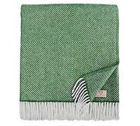 Linen & Cotton Chaude et Douce Grande Couverture en Laine Alaska Diamant Sergé - 100% Pure Laine de Nouvelle-Zélande, Vert (140 x 220 cm) Plaid Dessus de Lit Couvre-Lit Jete de Canape ou Fauteuil