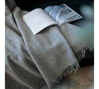 Linen & Cotton Couverture Chaude et Douce Couverture Confortable Columbus - 100% Pure Laine de Nouvelle-Zélande, Gris Clair Gris (140 x 200 cm) Plaid Dessus de Lit Couvre-Lit Jete de Canape Sofa