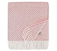 Linen & Cotton Couverture en Laine Douce de Qualite Sofia avec Franges -100% Pure Laine de Nouvelle-Zélande, Rose (130 x 170 cm) Plaid Canape Femme Homme en Laine Vierge Décoration de Votre Chambre