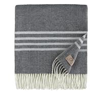 Linen & Cotton Extra Douce et Legere Couverture en Laine Agneau Brooklyn - 100% Laine Merinos, Gris Anthracite (140 x 200 cm) pour Chambre à Coucher ou Salle de Séjour Plaid de Salon de Lit Hiver Eté