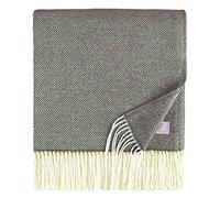 Linen & Cotton Extra Douce et Legere Couverture en Laine Agneau Diamond - 100% Laine Merinos, Anthracite Gris (140 x 200 cm) pour Chambre à Coucher ou Salle de Séjour Plaid de Salon de Lit Hiver Eté