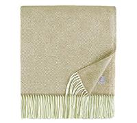 Linen & Cotton Extra Douce et Legere Couverture en Laine Agneau Diamond - 100% Laine Merinos, Beige Creme (140 x 200 cm) pour Chambre à Coucher ou Salle de Séjour Plaid de Salon de Lit Hiver Eté