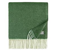 Linen & Cotton Extra Douce et Legere Couverture en Laine Agneau Diamond - 100% Laine Merinos, Vert (140 x 200 cm) pour Chambre à Coucher ou Salle de Séjour Plaid de Salon de Lit Hiver Eté Automne