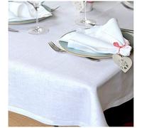 Linen & Cotton Florence Nappe de luxe avec ourlet creux - 100 % lin, 100 % lin, Weiß, 143 x 350cm