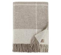 Linen & Cotton Plaid de Luxe A Carreaux Olivia - 100% Laine Merinos, Beige/Naturel (140 x 200cm) Couverture Chauffante/Jeté de Canapé/Couvre Lit Polaire/Blanket pour Sofa Fauteuil/Idée Cadeau