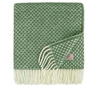 Linen & Cotton Sofia 100% Laine Douce de Nouvelle-Zélande Agave Vert - Couverture en Laine Douce de Qualite avec Franges - 130 x 170 cm