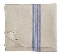 Linen & Cotton Vintage Shabby Chic Nappe de Table en Tissu Provence - 100% Lin Lavé, Beige Naturel Bleu (136 x 300 cm) Rayée Épaisse Champetre Rectangulaire Grande Longue pour Maison Cuisine Noël