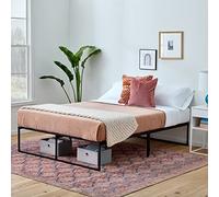 Linenspa Cadre de lit 180x200 cm, 2 places - Sommier en métal, lattes en acier - 30 cm rangement sous lit - Assemblage rapide - 2 personnes, Noir