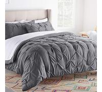 Linenspa Couette Alternative plissée en Microfibre, Gris, lit Double
