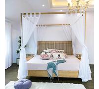 Linentalks Rideaux de lit à baldaquin Transparents pour lit King Size, Grand lit, lit Double et lit jumeau, 4 auvents et Rideaux de lit d'angle, Rideaux à baldaquin, Rideaux Transparents, Blanc,