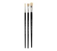 Lineo 41134 - BlackSet 634, set de pinceaux 3 pièces avec pinceau plat, pinceau rond et pinceau feutre, pinceaux fins d'artiste pour peinture à l'huile, peinture acrylique & aquarelle