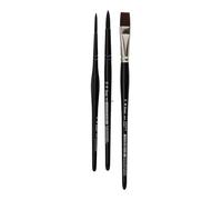 Lineo 41136 - Urban Sketching Set 635, set de pinceaux 3 pièces avec pinceau plat et pinceau rond, pinceaux fins d'artiste pour peinture à l'huile, peinture acrylique & aquarelle