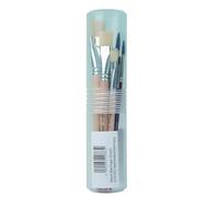 Lineo 609-Set 11 pièces, 5 plats 518 ronds de la série 586, pinceaux à poils naturels et manche en bois, étui plastique inclus, Wood, Brown, Silver, flat 4, 8, 12, 16, 20 round 2, 4, 6, 8, 10, 12