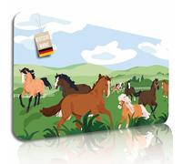Lineo® Tapis de Bureau Éducatif Enfant Sous-main Imperméable Tapis de Protection Antidérapant pour Devoirs, Dessin et Apprentissage Créatif (Chevaux 70 x 40 cm)