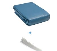 Liner bleu uni overlap 4.57mx9.15m + 47 baguettes