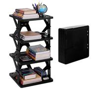 Lineshading Casier de rangement pliable à 4 niveaux pour l'école, le bureau, les casiers de gym, les dortoirs, les tours de chaussures multicouches, étagère portable robuste sans outil (noir)
