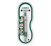 'Linex 100411029 Stylet de compas "Safety Compass - Compas de précision - avec poignée - Recharges dans la poignée - Capuchon de sécurité en caoutchouc | Idéal pour transport en trousse - Argent/Vert - 1