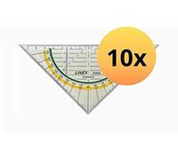 Linex 100414165 s2616 series super équerre géométrique 16 cm avec graduation, sAN, mode inversé et préhension douce antidérapante hypoténuse 160 mm, 10 pièces, transparent