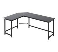 LINFE Bureau d'ordinateur en L, bureau de bureau réglable en hauteur, 168 x 120 x 75 cm, adapté aux bureaux à domicile et aux études, noir Noir