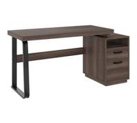 LINFE Bureau minimaliste, table de bureau multifonctionnelle, plateau en MDF, tiroirs silencieux, 135 x 54 cm Marron