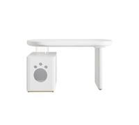 LINFE Bureau multifonctionnel avec lit pour animaux intégré, finition blanche de style français, 117 × 50 × 76 cm, adapté aux animaux de taille M-XL Blanc