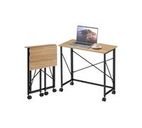 LINFE Bureau pliant, bureau d'ordinateur avec roulettes, 80 centimètres