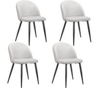 LINFE Chaise de salle à manger 4 pièces, structure en métal, revêtement blanc, 45x54x78cm beige Beige G