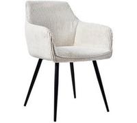 LINFE Chaise de salle à manger, fauteuil, tabouret de meuble, lot de 4, tissu velours côtelé, avec accoudoirs, pour salle à manger, salon, 45x41x84 cm, beige Beige G