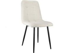 LINFE Chaise de salle à manger, lot de 2, tissu velours côtelé, coussins extra épais, structure en métal noir, pour salle à manger, salon, 44 x 41 x 86 cm, gris Beige G
