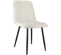LINFE Chaise de salle à manger, lot de 4, tissu velours côtelé, coussins extra épais, structure en métal noir, pour salle à manger, salon, 44 x 41 x 86 cm, beige Beige G