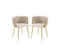 LINFE Ensemble de chaises de salle à manger en velours (1 ensemble de 2 pièces) - beige