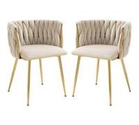 LINFE Ensemble de chaises de salle à manger en velours (1 ensemble de 2 pièces) - beige