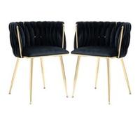 LINFE Ensemble de chaises de salle à manger en velours (1 ensemble de 2 pièces) - noir