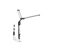 LINFE Lampe de table réglable LED3 couleurs, lampe de table de bureau pliante à protection oculaire à deux têtes de 24 pouces-noir