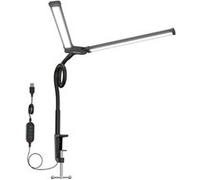 LINFE Lampe de table réglable LED3 couleurs, lampe de table de bureau pliante à protection oculaire à deux têtes de 24 pouces-noir noir G