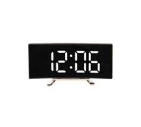 LINFE Réveil multifonctionnel à LED avec miroir, horloge miroir avec affichage de la température et de la date, détection automatique, blanc