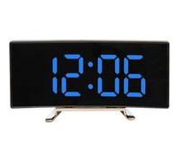 LINFE Réveil multifonctionnel à LED avec miroir, horloge miroir avec affichage de la température et de la date, détection automatique, bleu bleu G