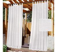 LINFKY Rideau Extérieur avec Onglet en Haut - Lot de 2. Rideau Imperméable aux Occultants, Fermeture Velcro, pour Pergola, Gazebo, Terrasse, Pavillon, H213 x L132 cm, Blanc